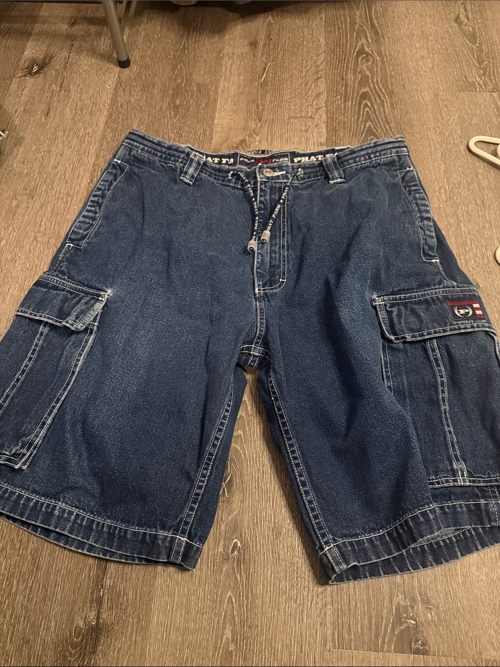 Tommy Hilfiger Indigo Denim Cargo Shorts with Logo Patch